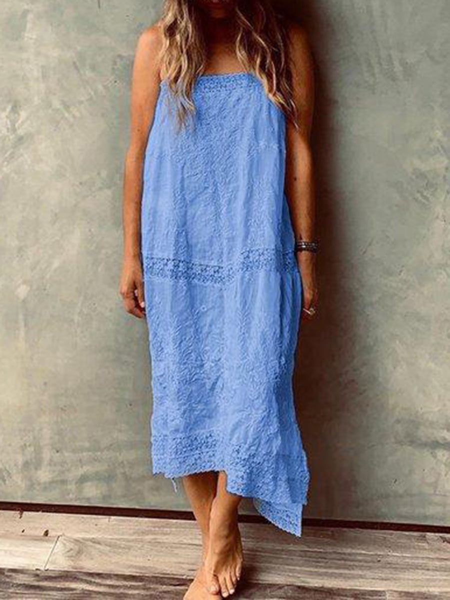 Simple Sling Casual Loose Solid Color Dress